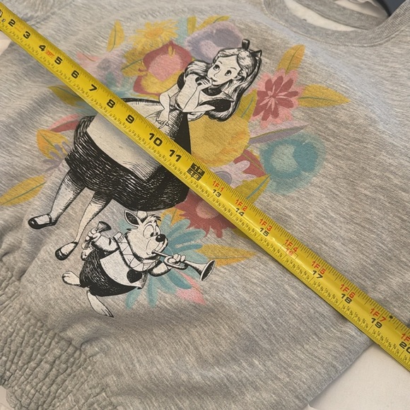 Disney Gray Crew Neck Sweater w/Alice in Wonderland theme sz L - Picture 5 of 5